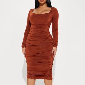 Fashion Nova Kaci Ruched Midi Dress